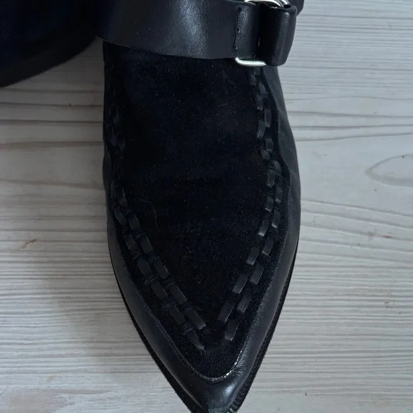 Isabel Marant Black Leather & Suede Buckle Ankle Boots - Picture 2 of 6